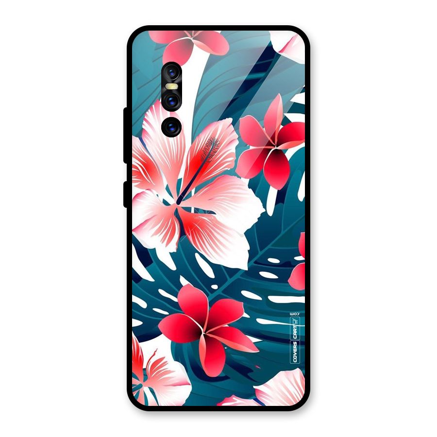 Flower design Glass Back Case for Vivo V15 Pro