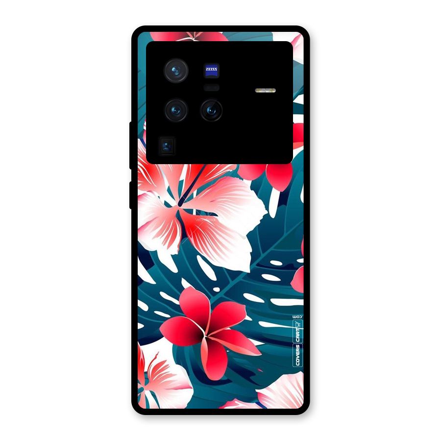 Flower design Glass Back Case for Vivo X80 Pro