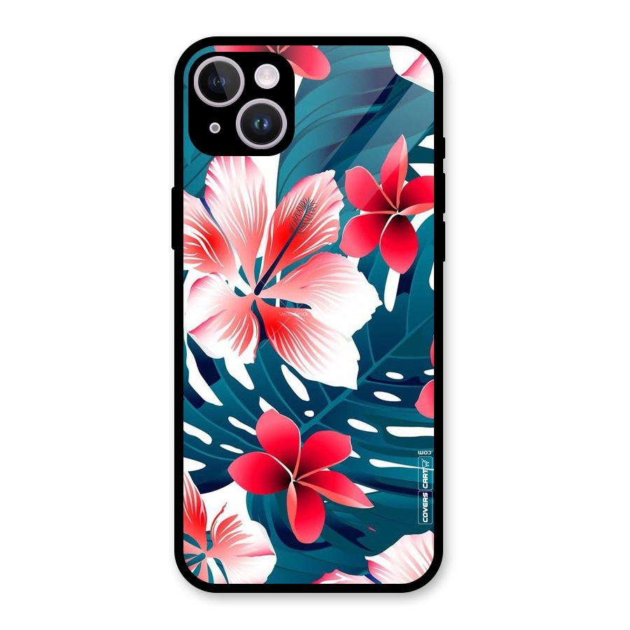 Flower design Glass Back Case for iPhone 14 Plus