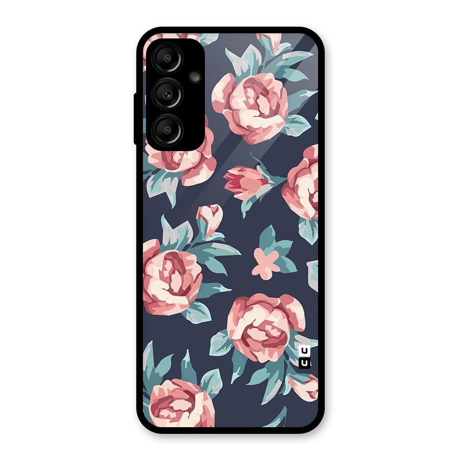Flowers Painting Glass Back Case for Galaxy A14 5G