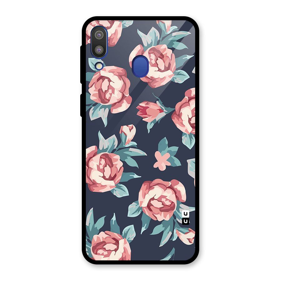 Flowers Painting Glass Back Case for Galaxy M20