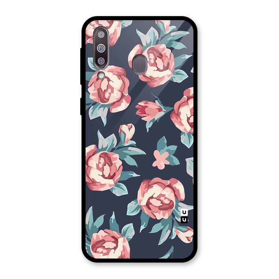 Flowers Painting Glass Back Case for Galaxy M30