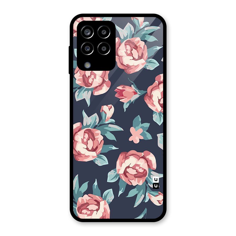 Flowers Painting Glass Back Case for Galaxy M33