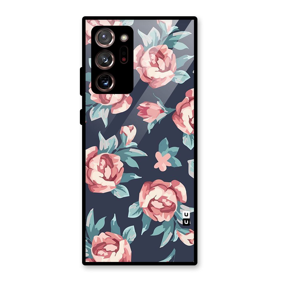 Flowers Painting Glass Back Case for Galaxy Note 20 Ultra 5G