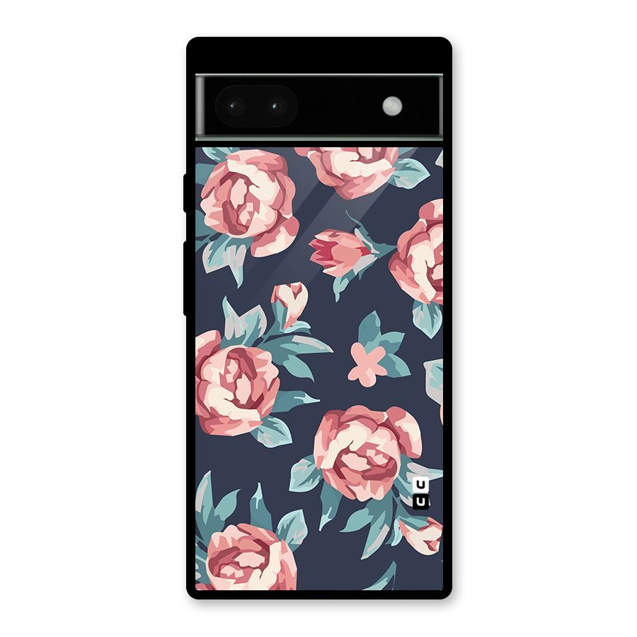 Flowers Painting Glass Back Case for Google Pixel 6a