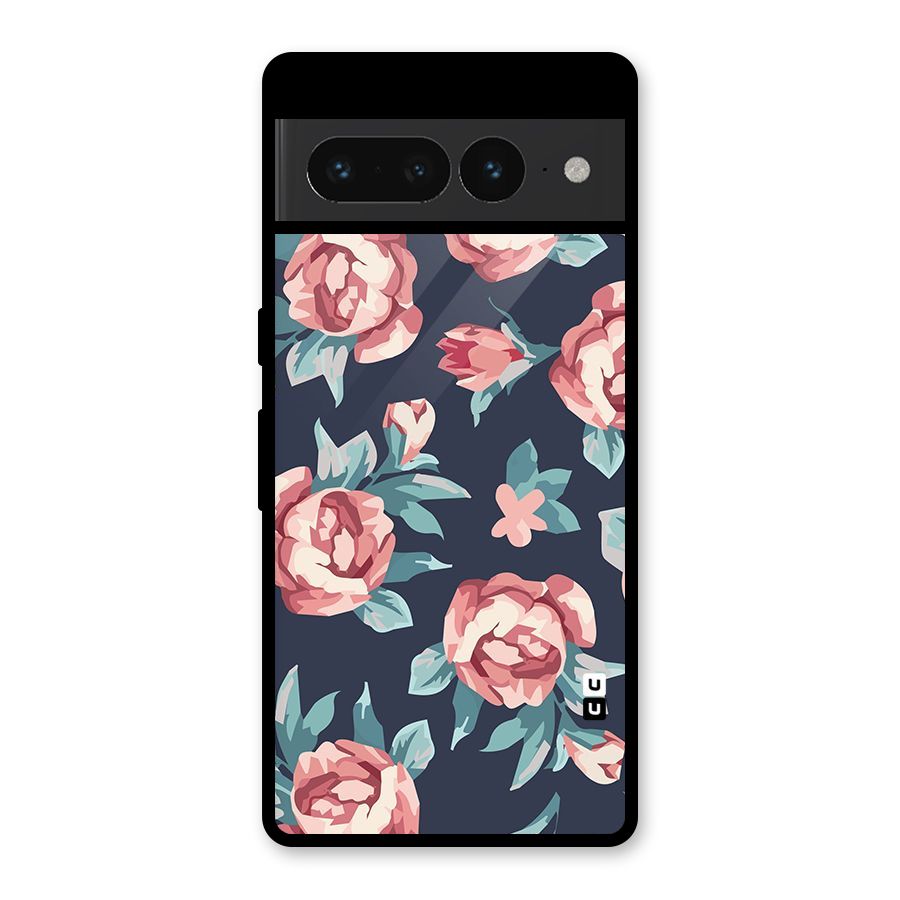 Flowers Painting Glass Back Case for Google Pixel 7 Pro