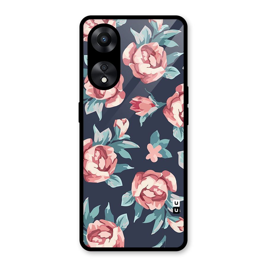 Flowers Painting Glass Back Case for Oppo A78