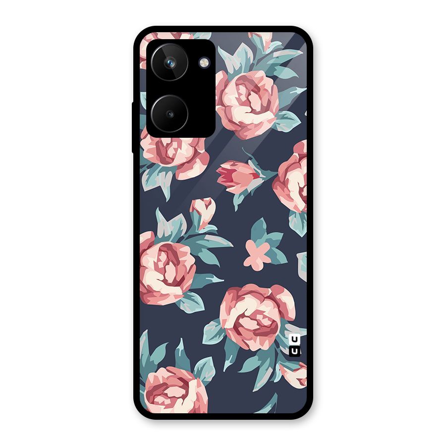 Flowers Painting Glass Back Case for Realme 10