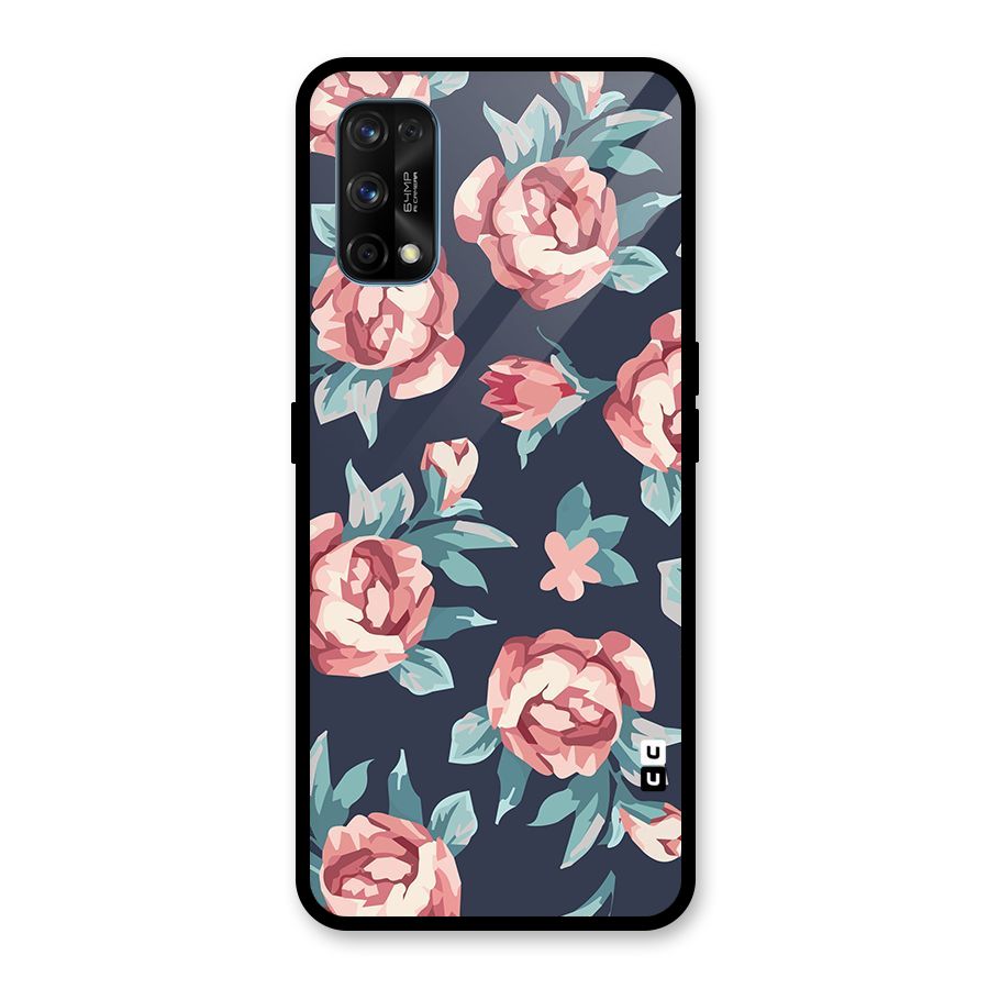 Flowers Painting Glass Back Case for Realme 7 Pro