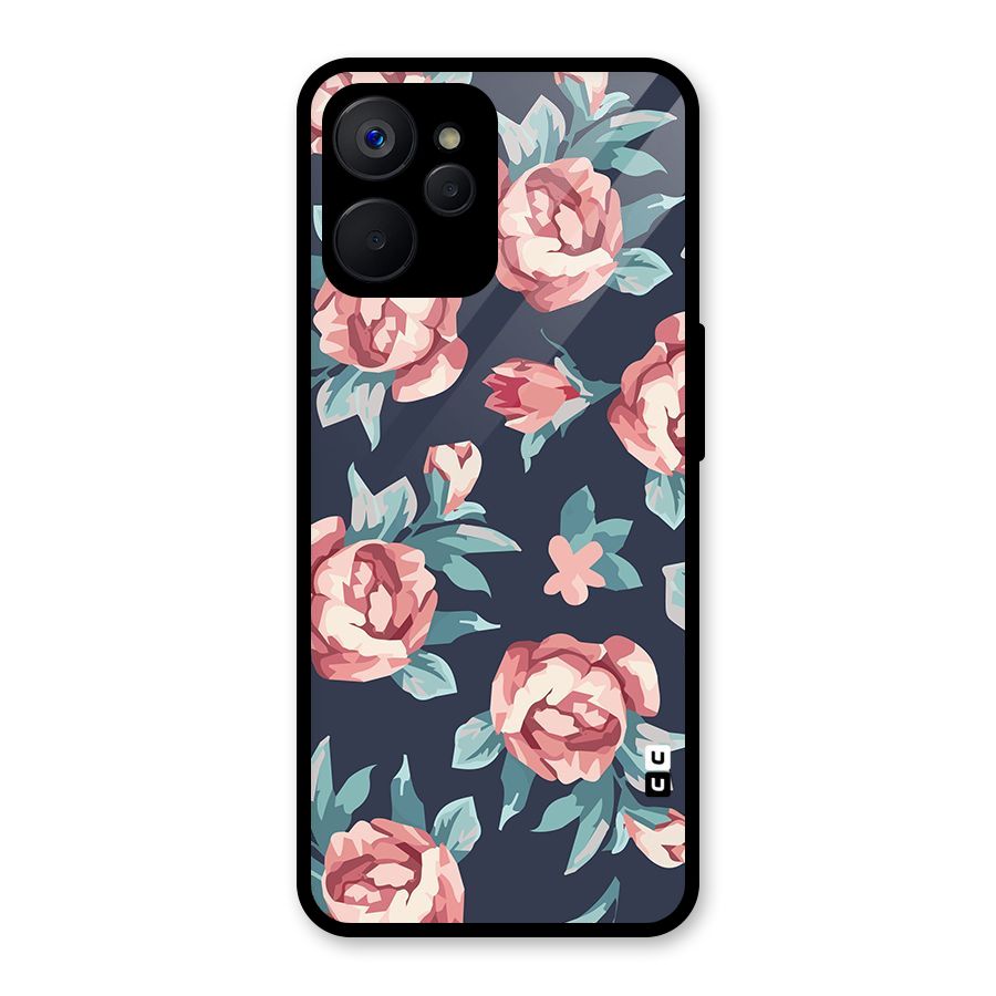 Flowers Painting Glass Back Case for Realme 9i 5G
