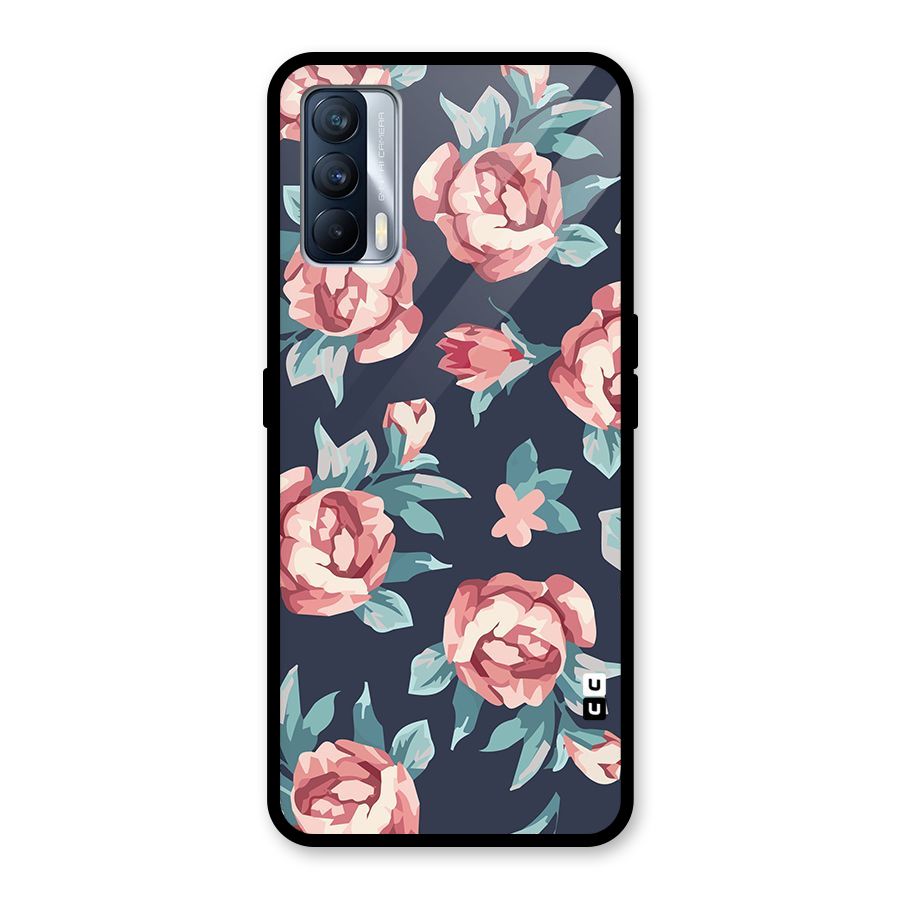 Flowers Painting Glass Back Case for Realme X7