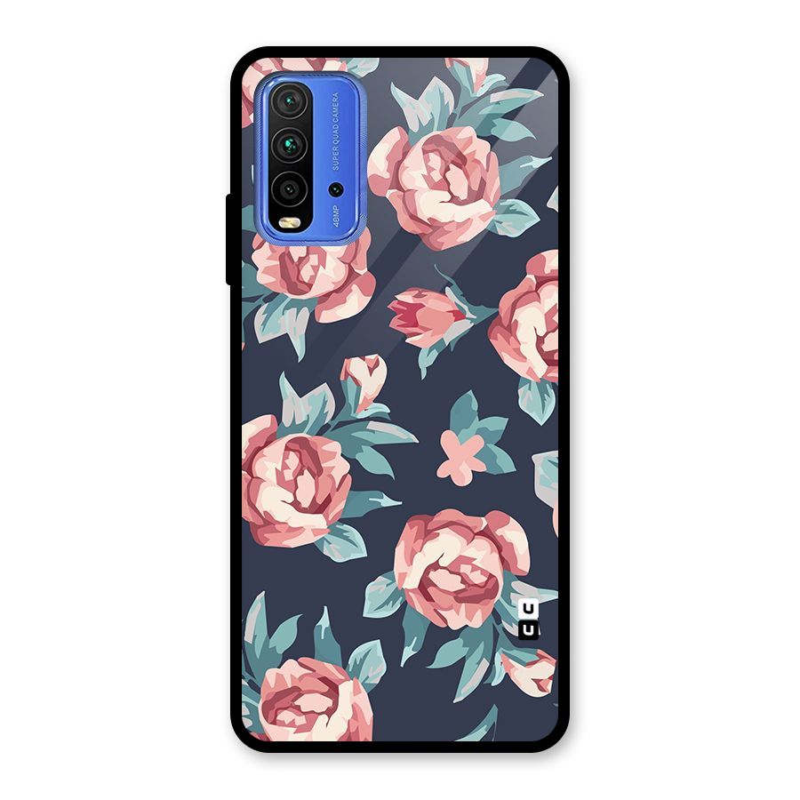 Flowers Painting Glass Back Case for Redmi 9 Power