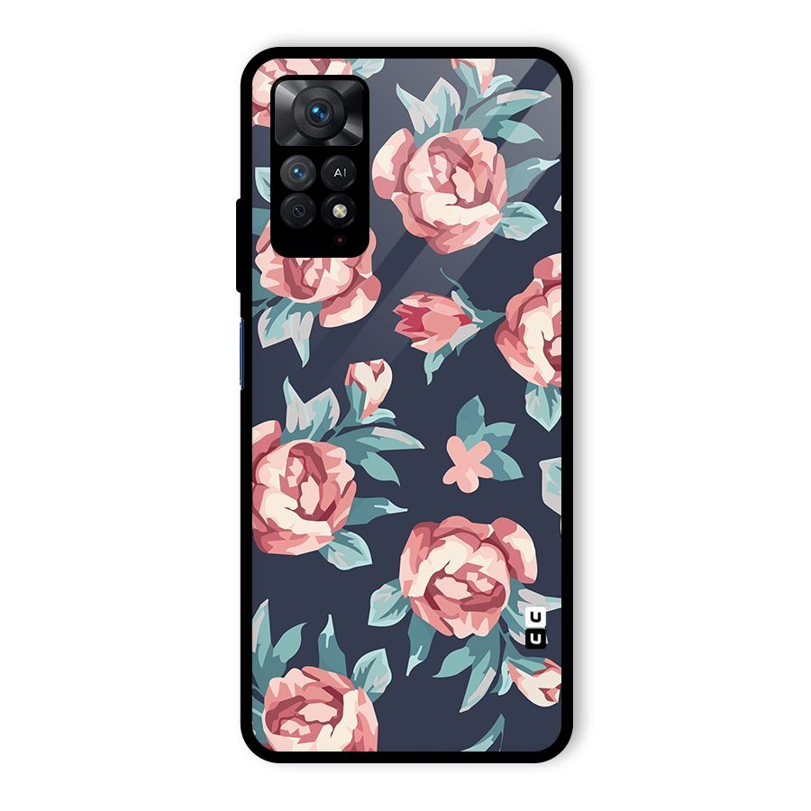 Flowers Painting Glass Back Case for Redmi Note 11 Pro