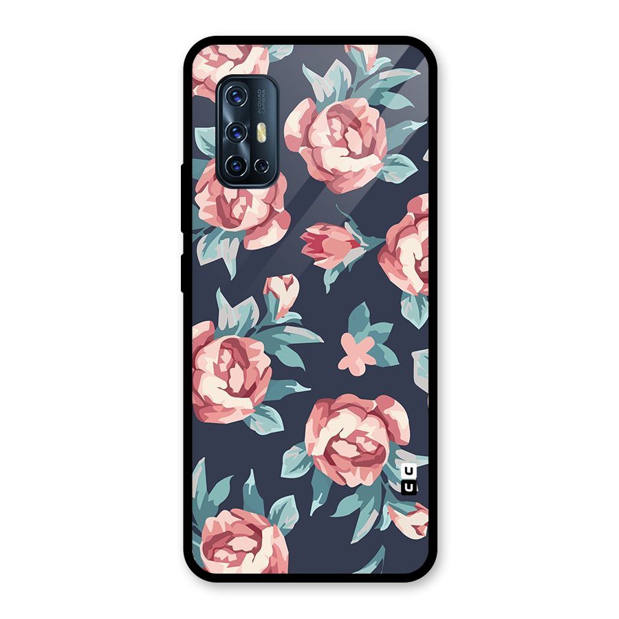 Flowers Painting Glass Back Case for Vivo V17