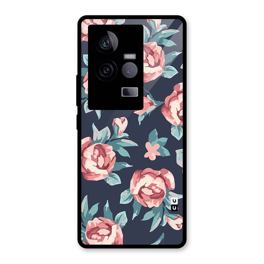 Flowers Painting Glass Back Case for Vivo iQOO 11 5G