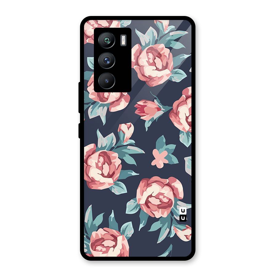 Flowers Painting Glass Back Case for Vivo iQOO 9 SE