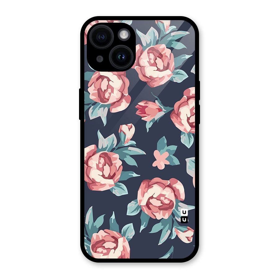 Flowers Painting Glass Back Case for iPhone 14