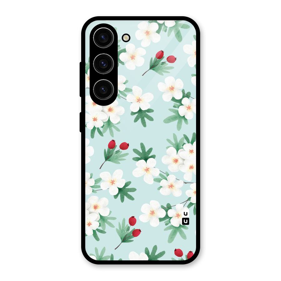 Flowers Pastel Glass Back Case for Galaxy S23