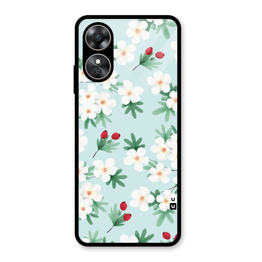 Flowers Pastel Glass Back Case for Oppo A17