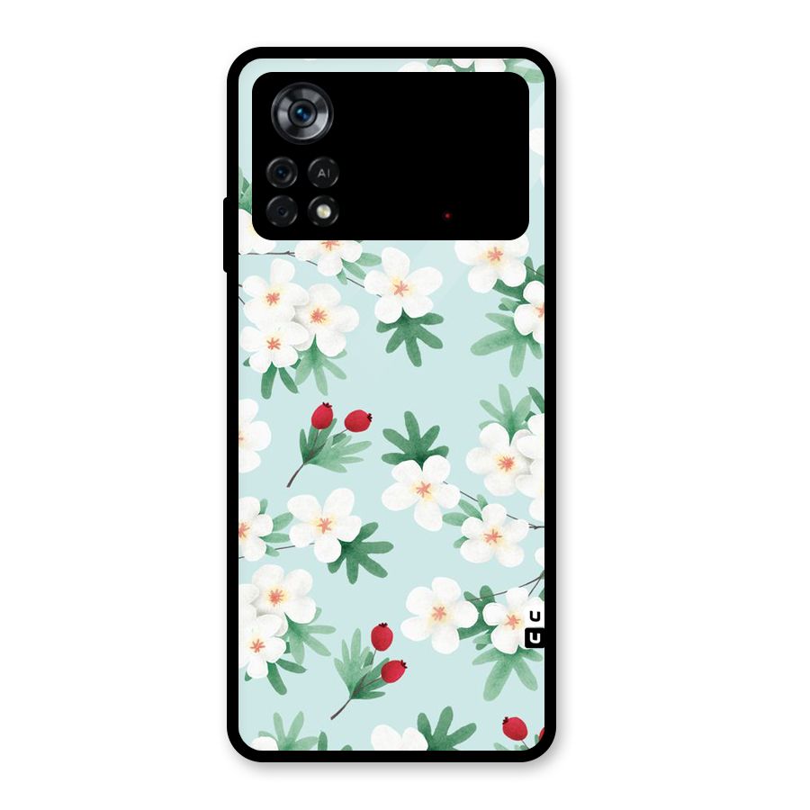 Flowers Pastel Glass Back Case for Poco X4 Pro 5G
