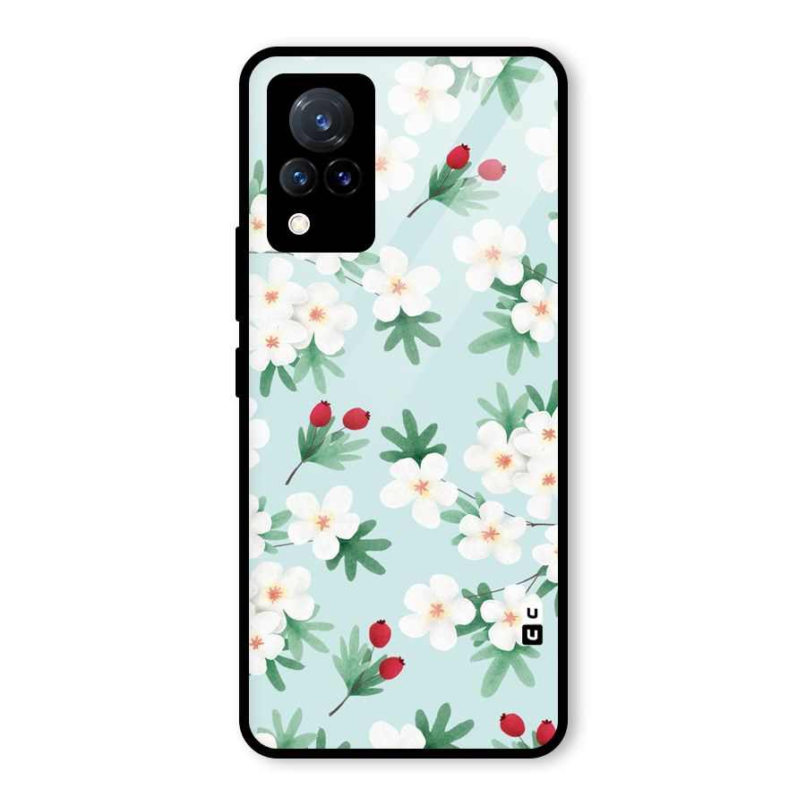 Flowers Pastel Glass Back Case for Vivo V21 5G