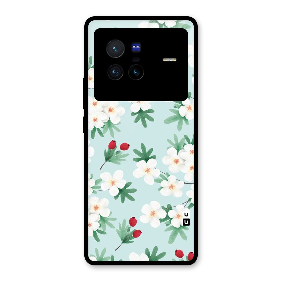 Flowers Pastel Glass Back Case for Vivo X80