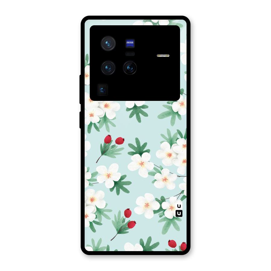 Flowers Pastel Glass Back Case for Vivo X80 Pro