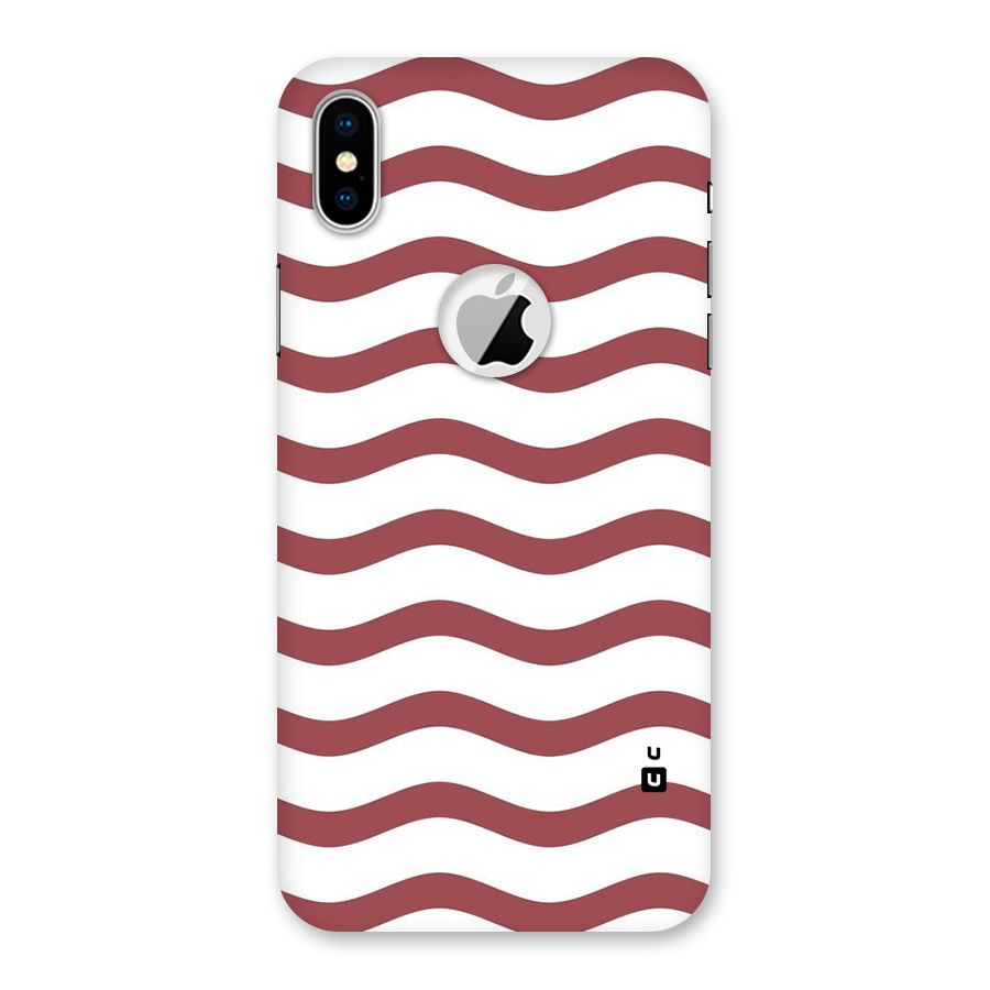Flowing Stripes Red White Back Case for iPhone X Logo Cut