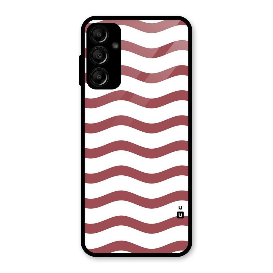 Flowing Stripes Red White Glass Back Case for Galaxy A14 5G