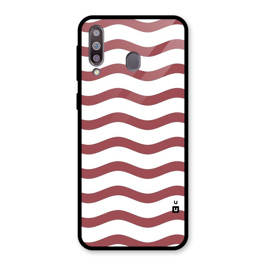 Flowing Stripes Red White Glass Back Case for Galaxy M30