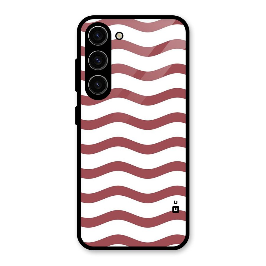 Flowing Stripes Red White Glass Back Case for Galaxy S23