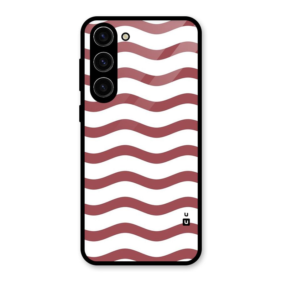 Flowing Stripes Red White Glass Back Case for Galaxy S23 Plus