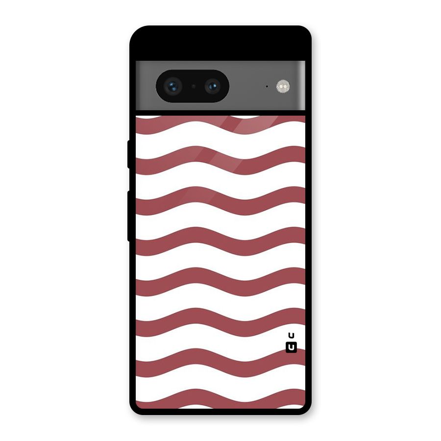 Flowing Stripes Red White Glass Back Case for Google Pixel 7