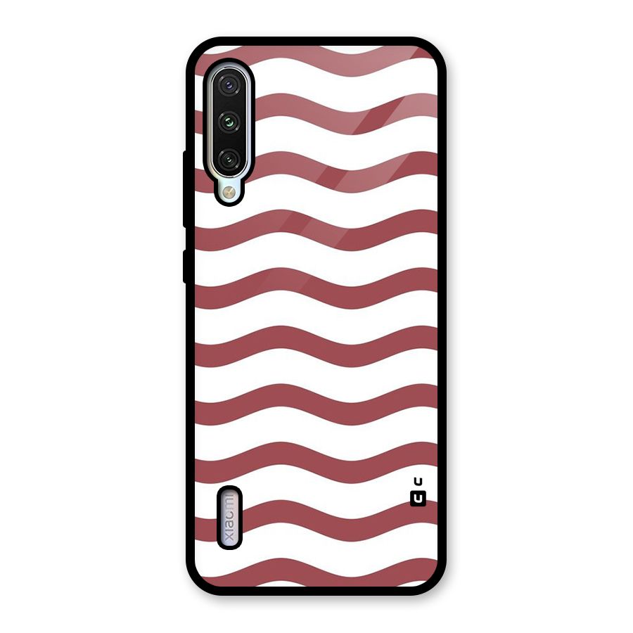 Flowing Stripes Red White Glass Back Case for Mi A3