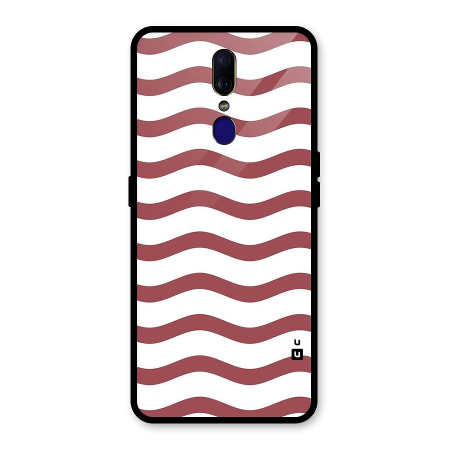 Flowing Stripes Red White Glass Back Case for Oppo F11