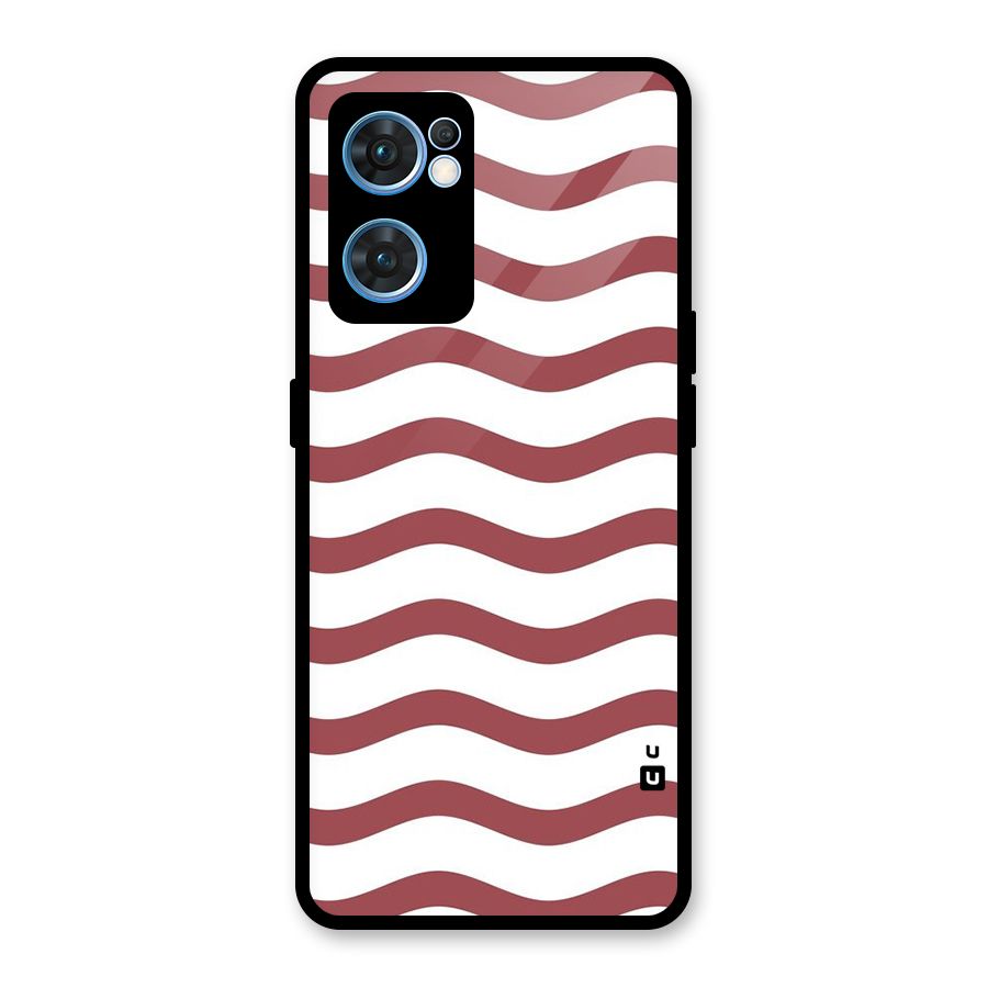 Flowing Stripes Red White Glass Back Case for Oppo Reno7 5G