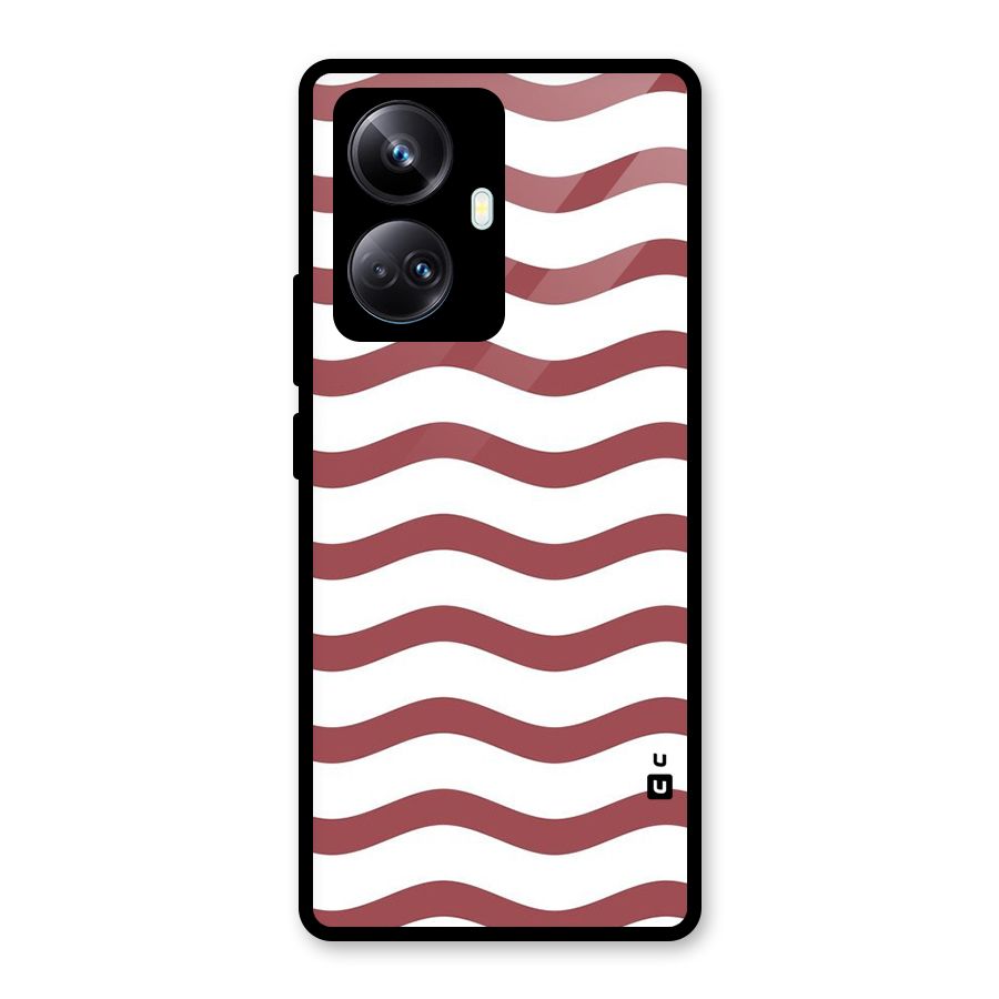Flowing Stripes Red White Glass Back Case for Realme 10 Pro Plus