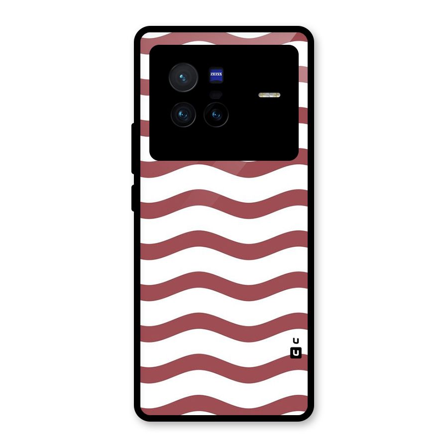 Flowing Stripes Red White Glass Back Case for Vivo X80