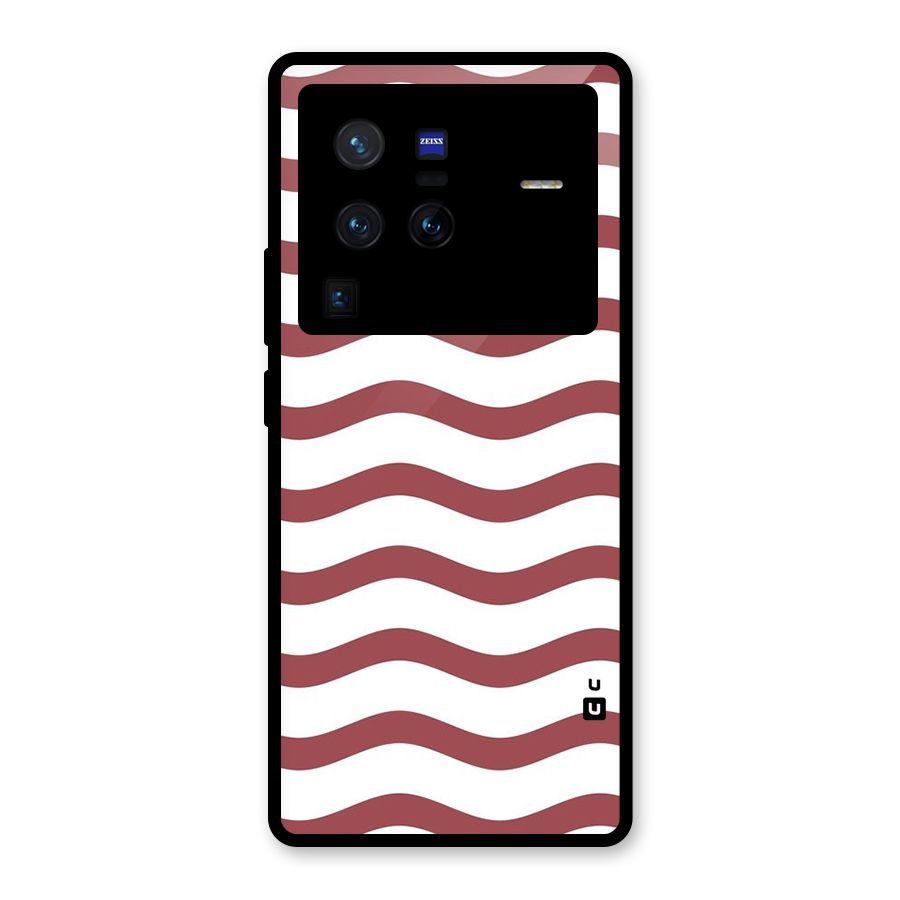 Flowing Stripes Red White Glass Back Case for Vivo X80 Pro