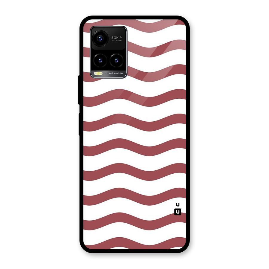 Flowing Stripes Red White Glass Back Case for Vivo Y21T