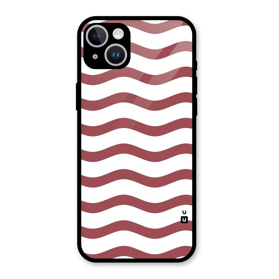 Flowing Stripes Red White Glass Back Case for iPhone 14 Plus