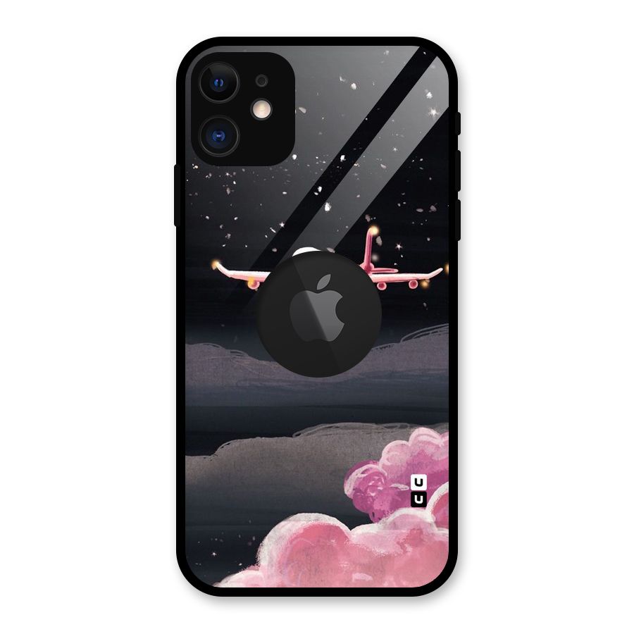 Fly Pink Glass Back Case for iPhone 11 Logo Cut