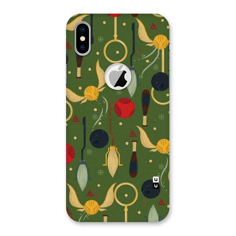 Flying Ball Pattern Back Case for iPhone X Logo Cut