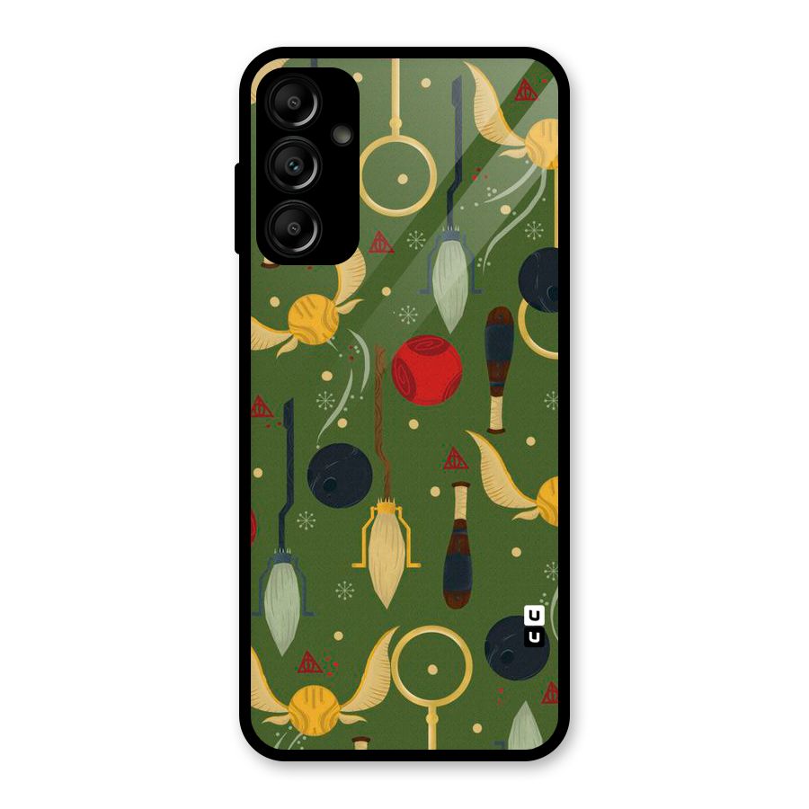 Flying Ball Pattern Glass Back Case for Galaxy A14 5G