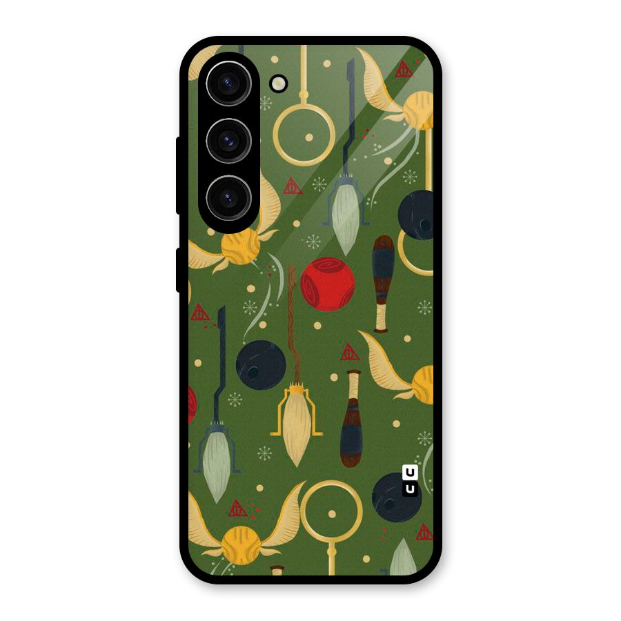 Flying Ball Pattern Glass Back Case for Galaxy S23