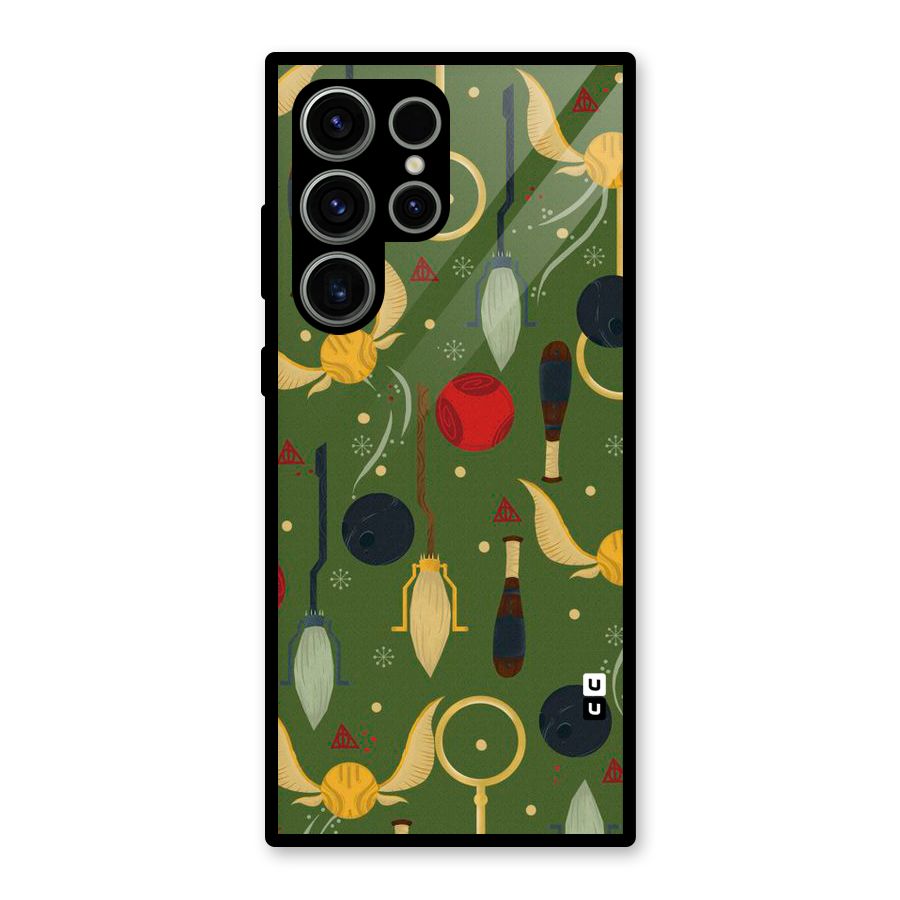Flying Ball Pattern Glass Back Case for Galaxy S23 Ultra