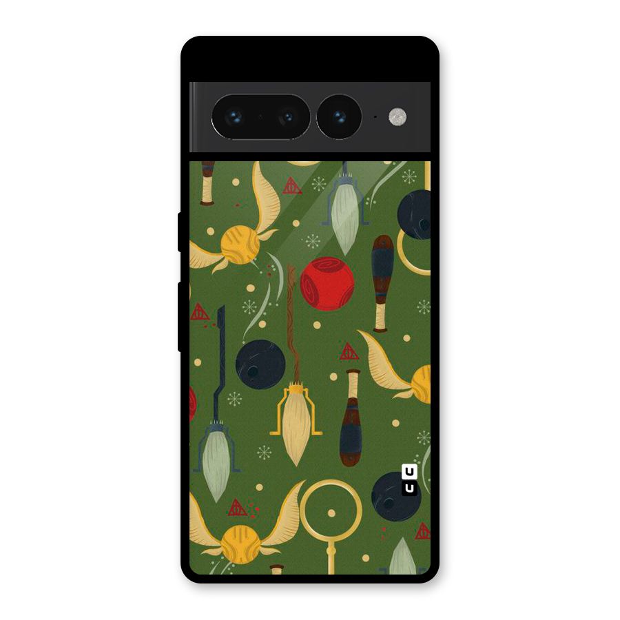 Flying Ball Pattern Glass Back Case for Google Pixel 7 Pro