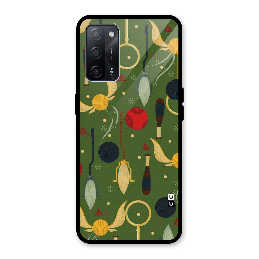 Flying Ball Pattern Glass Back Case for Oppo A53s 5G
