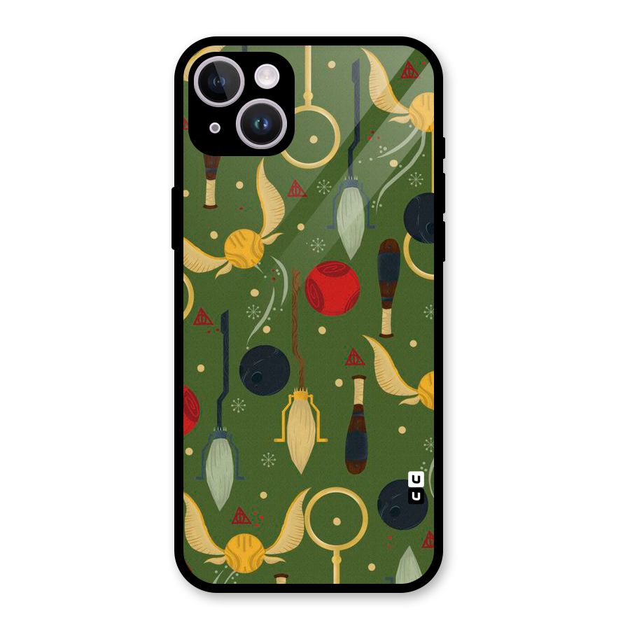 Flying Ball Pattern Glass Back Case for iPhone 14 Plus