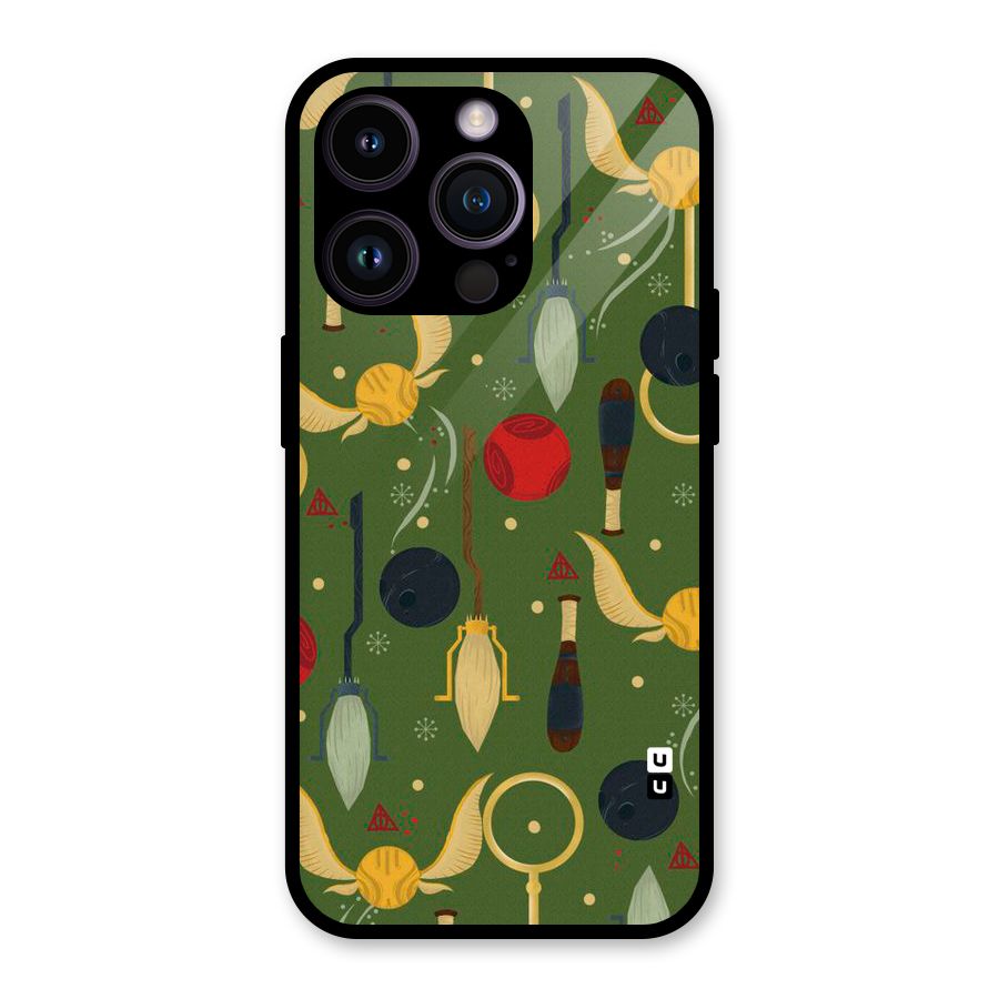 Flying Ball Pattern Glass Back Case for iPhone 14 Pro